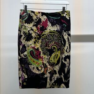 Etro Black Paisley Print Pencil Skirt